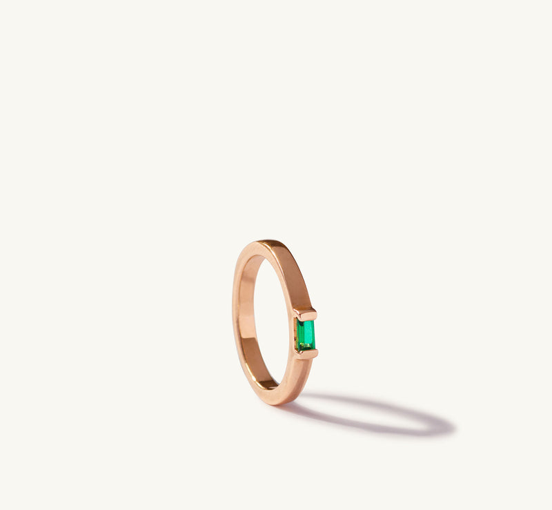 Baguette Birthstone Stacking Rings - Yellow Gold