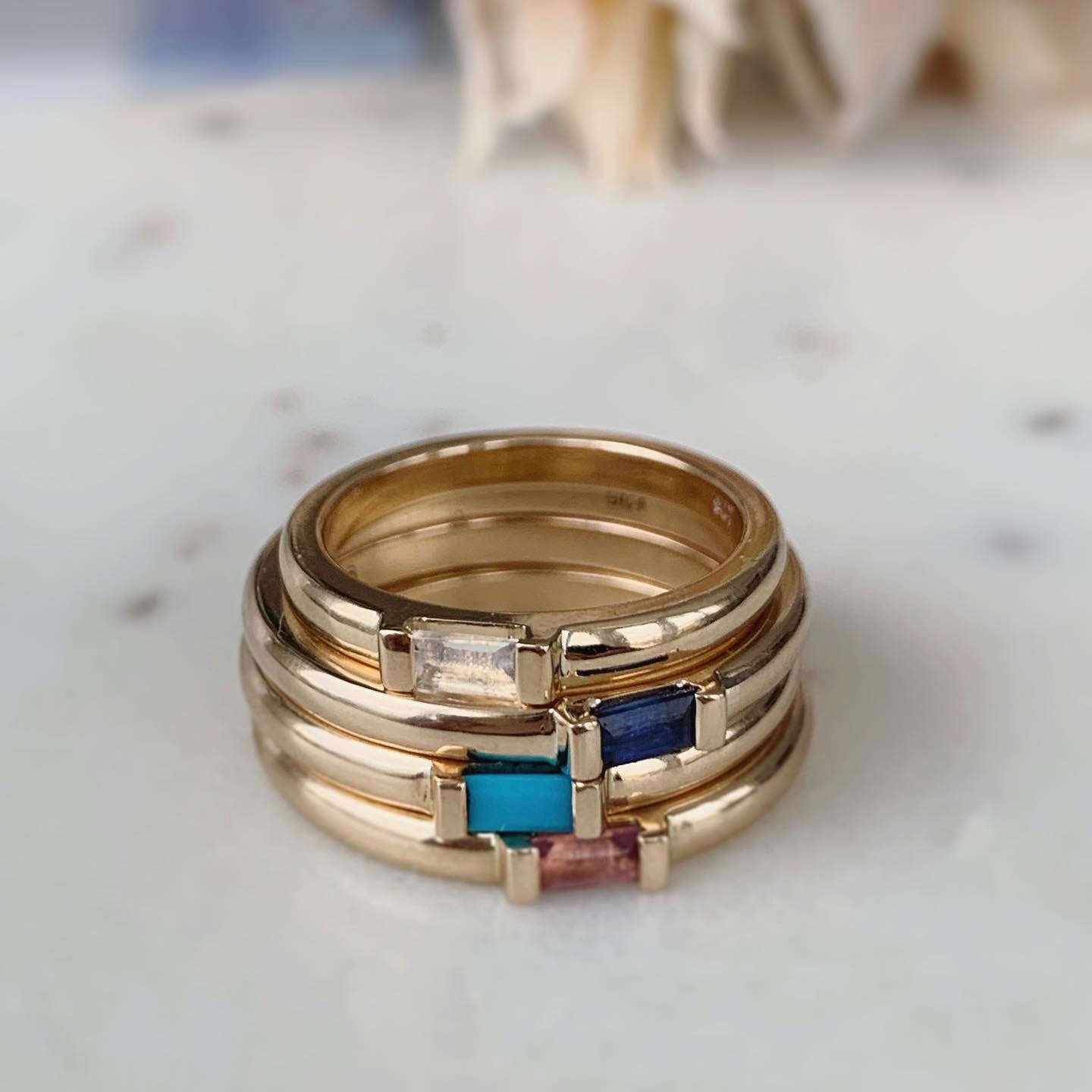 Stacking rings with discount stones